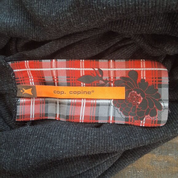 Cop Copine Long-Sleeve Black Cowl Neck Tunic Top Pleated Front Cotton Blend Siz - Picture 7 of 8